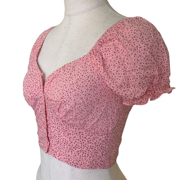 Princess Polly puff sleeve floral Y2k Retro crop top Cottagecore Fairy size 2 - Picture 2 of 11
